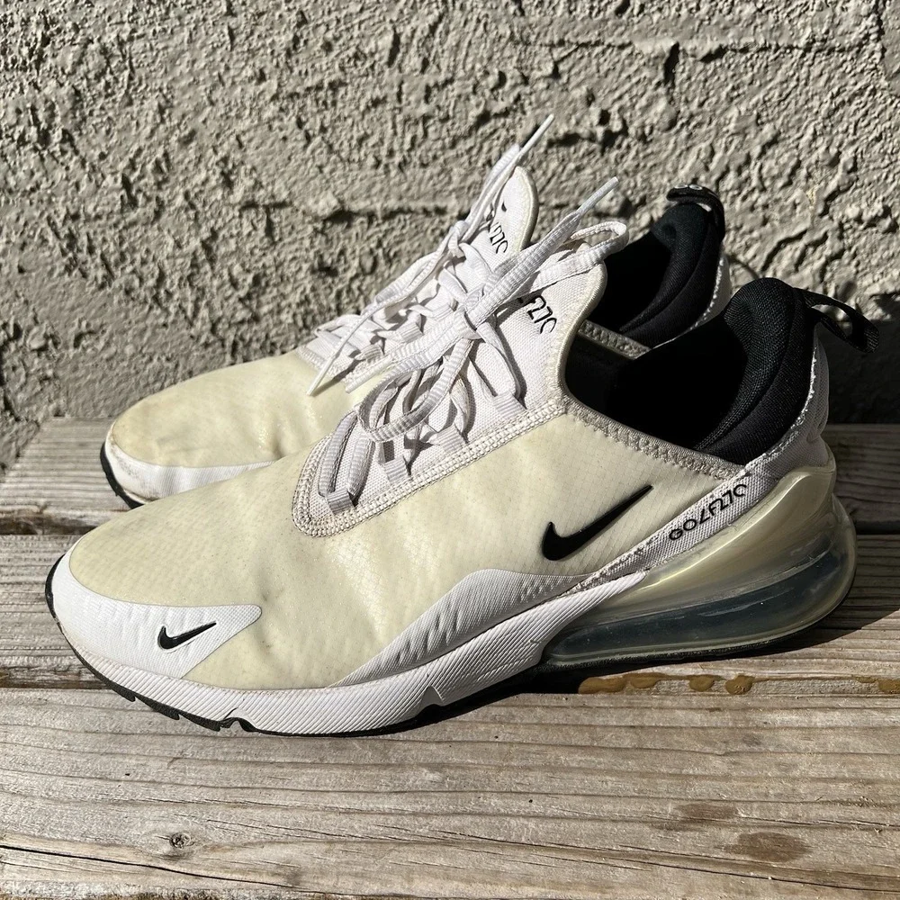 Nike Shoe Men Size 10 Air Max 270 Golf Sneakers White Low White